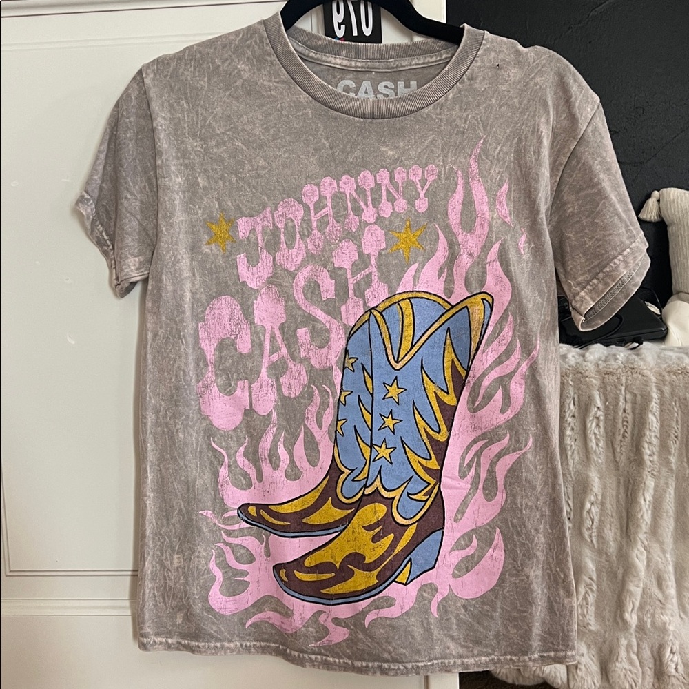 79. Grey acid washed Johnny Cash Tee NWOT
